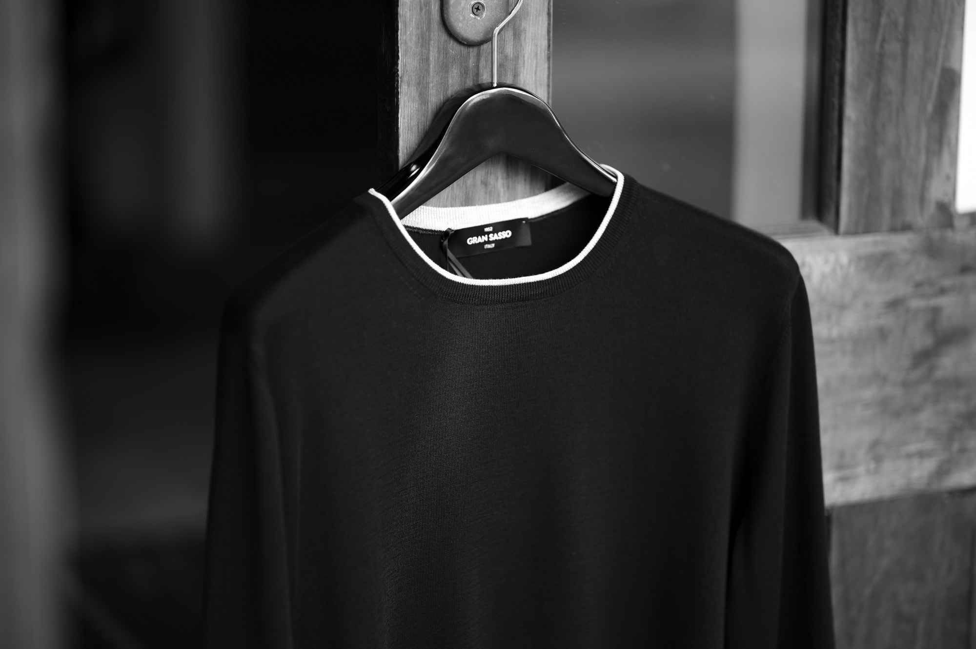 Gran Sasso (グランサッソ) Silk Cotton Knit Crew Neck Sweater (シルクコットン ニット クルーネック セーター) シルク コットン サマー ニット セーター BLACK (ブラック・099) made in italy (イタリア製) 2023春夏新作 【入荷しました】【フリー分発売開始】愛知 nagoya Alto e Diritto altoediritto アルトエデリット