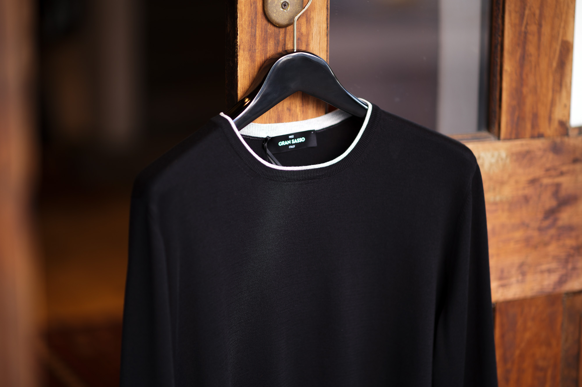 Gran Sasso (グランサッソ) Silk Cotton Knit Crew Neck Sweater (シルクコットン ニット クルーネック セーター) シルク コットン サマー ニット セーター BLACK (ブラック・099) made in italy (イタリア製) 2023春夏新作 【入荷しました】【フリー分発売開始】愛知 nagoya Alto e Diritto altoediritto アルトエデリット