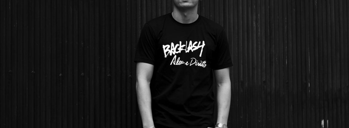 “ISAMUKATAYAMA BACKLASH × Alto e Diritto” Crew Neck T-shirt BLACK【Special Model】【Alto e Diritto別注】【片山氏直筆スペシャルプリント】のイメージ