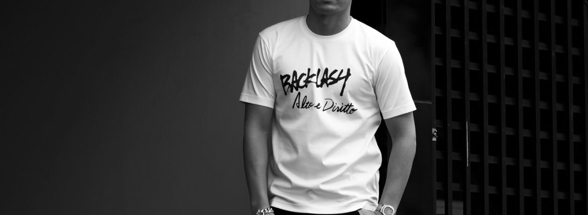 “ISAMUKATAYAMA BACKLASH × Alto e Diritto” Crew Neck T-shirt WHITE【Special Model】【Alto e Diritto別注】【片山氏直筆スペシャルプリント】のイメージ