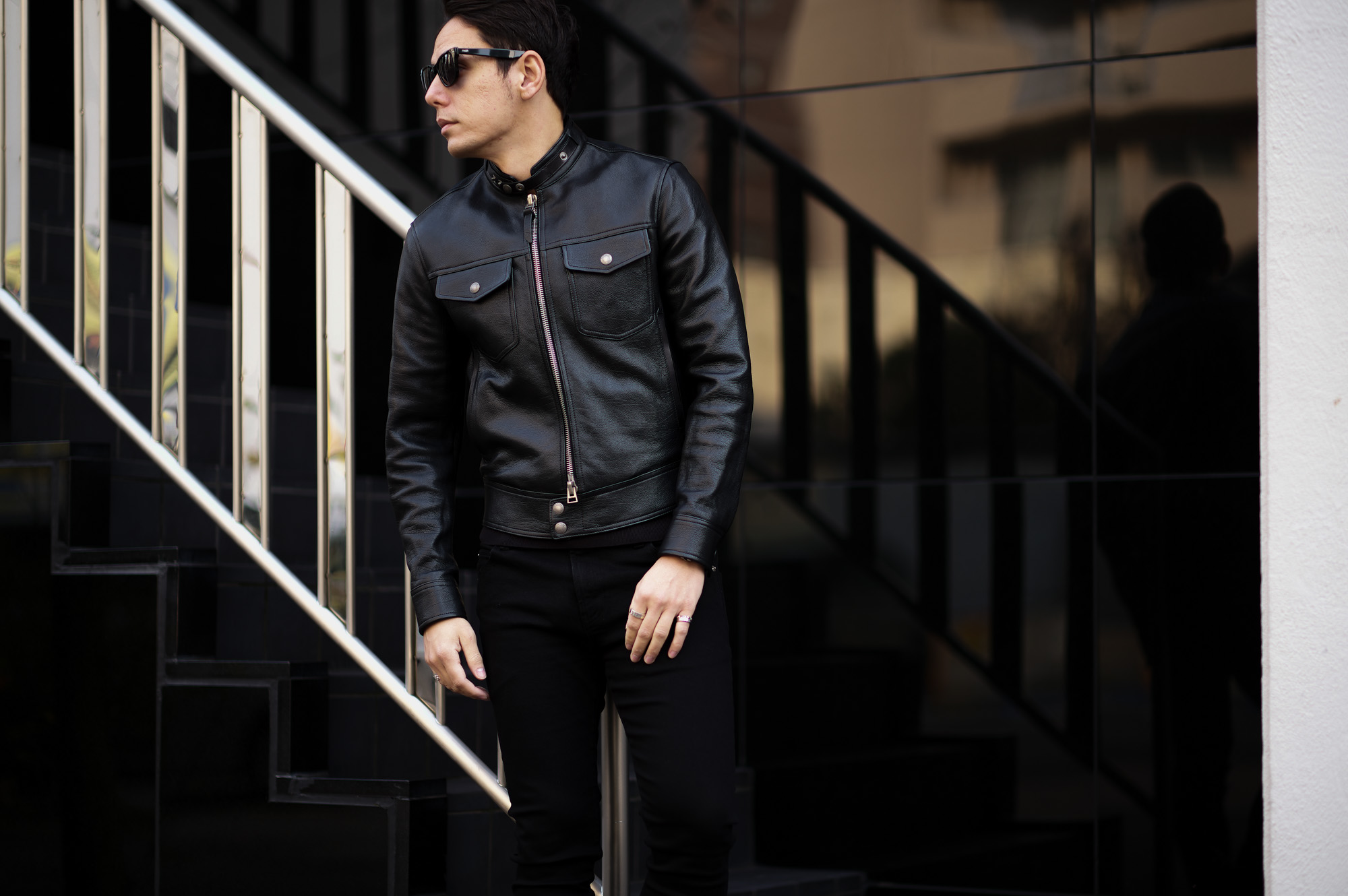 TOM FORD (トムフォード) GLOSSY GRAIN BIKER BLOUSON (グロッシー ...