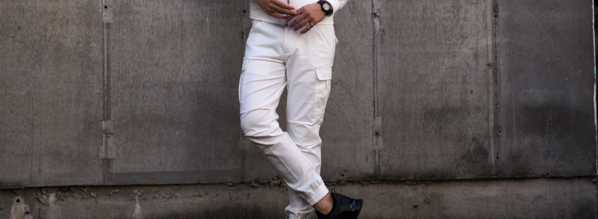 Volturno (ヴォルトゥルノ) Slim Fit Easy Cargo Rib pants スリム ストレッチ カーゴ リブ パンツ WHITE (ホワイト) 2023春夏 【ご予約受付中】のイメージ