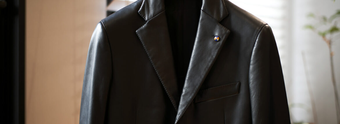 BELVEST / ベルベスト (2023 秋冬 展示会) 愛知 名古屋 Alto e Diritto altoediritto アルトエデリット LEATHER COAT LAMB NAPPA レザーコート SINGLE JACKET 2PATCH LAMB NAPPA レザージャケット 柄ジャケット ブラック 2023秋冬オーダー分