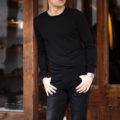 Gran Sasso (グランサッソ) Silk Cotton Knit Crew Neck Sweater (シルクコットン ニット クルーネック セーター) シルク コットン サマー ニット セーター BLACK (ブラック・099) made in italy (イタリア製) 2023春夏新作のイメージ