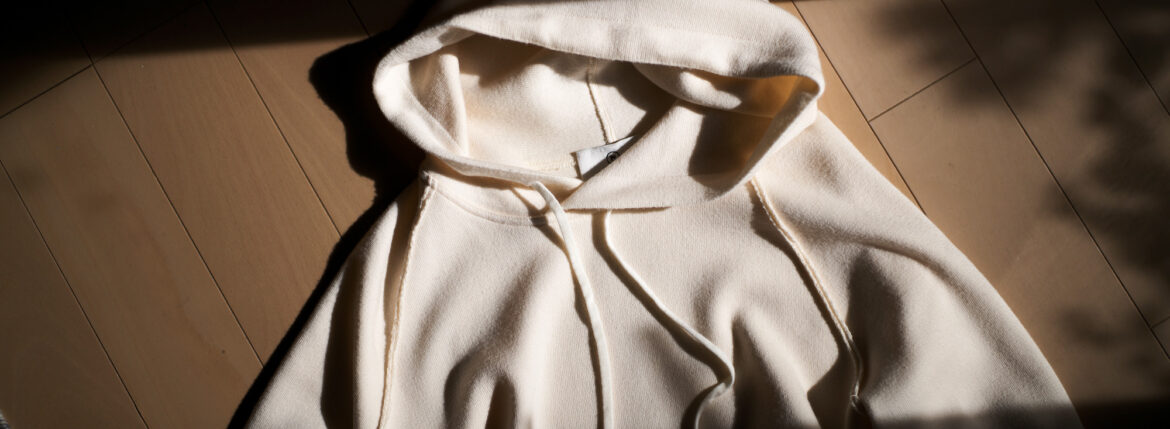 RIVORA(リヴォラ) R28-MKPK001 Wool Knit Hoodie White (030・ホワイト) 2023秋冬 【ご予約受付中】のイメージ