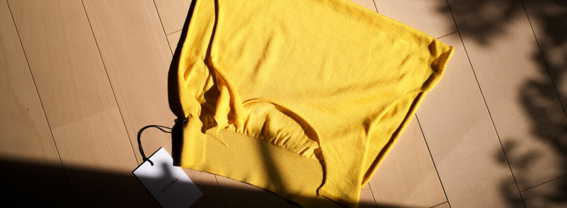 RIVORA(リヴォラ) R28-MKT004 18G Wool Silk Crew Neck Pull Over Yellow (100・イエロー) 2023秋冬 【ご予約受付中】のイメージ