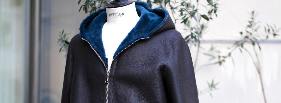 TAGLIATORE(タリアトーレ) "WILSON" Mouton Coat ムートンコート MORO(ブラウン×ブルー) 2023秋冬 【ご予約開始】愛知 名古屋 Alto e Diritto altoediritto アルトエデリット ムートン 茶色 青色 ブラウンブルー