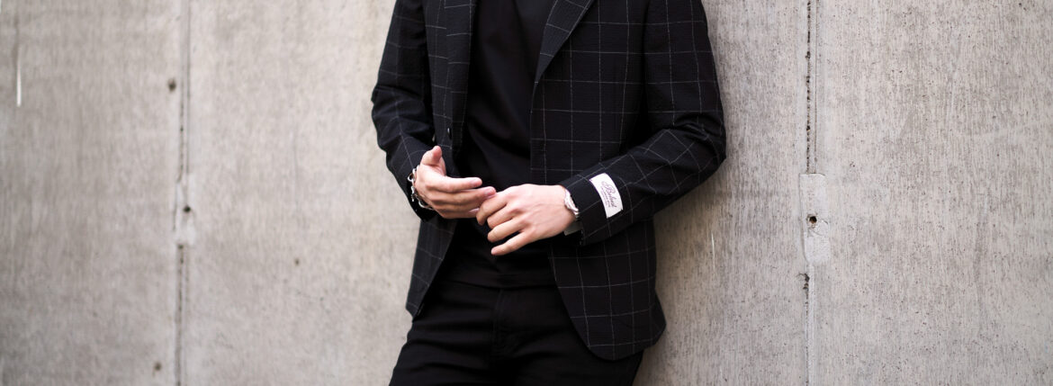 BELVEST (ベルベスト) JACKET IN THE BOX (ジャケットインザボックス) Windowpane Check Seersucker ウィンドウペンチェック シアサッカー ジャケット BLACK (ブラック) Made in italy (イタリア製) 2023春夏新作 【入荷しました】【フリー分発売開始】愛知 名古屋 Alto e Diritto altoediritto アルトエデリット