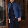 cuervo bopoha (クエルボ ヴァローナ) Satisfaction Leather Collection (サティスファクション レザー コレクション) RICHARD (リチャード) CALF SKIN (シュリンクカーフレザー) シングル ライダース ジャケット BLUE (ブルー) MADE IN JAPAN (日本製) 2023 【Special Model】【ご予約受付中】のイメージ