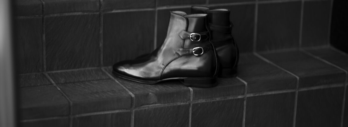 ENZO BONAFE(エンツォボナフェ) ART.3995 Double strap boot Du Puy Vitello デュプイ社ボックスカーフ ダブルストラップブーツ NERO (ブラック) made in italy (イタリア製) 2023 秋冬 【ご予約開始】愛知 名古屋 Alto e Diritto altoediritto アルトエデリット レザーブーツ ブーツ