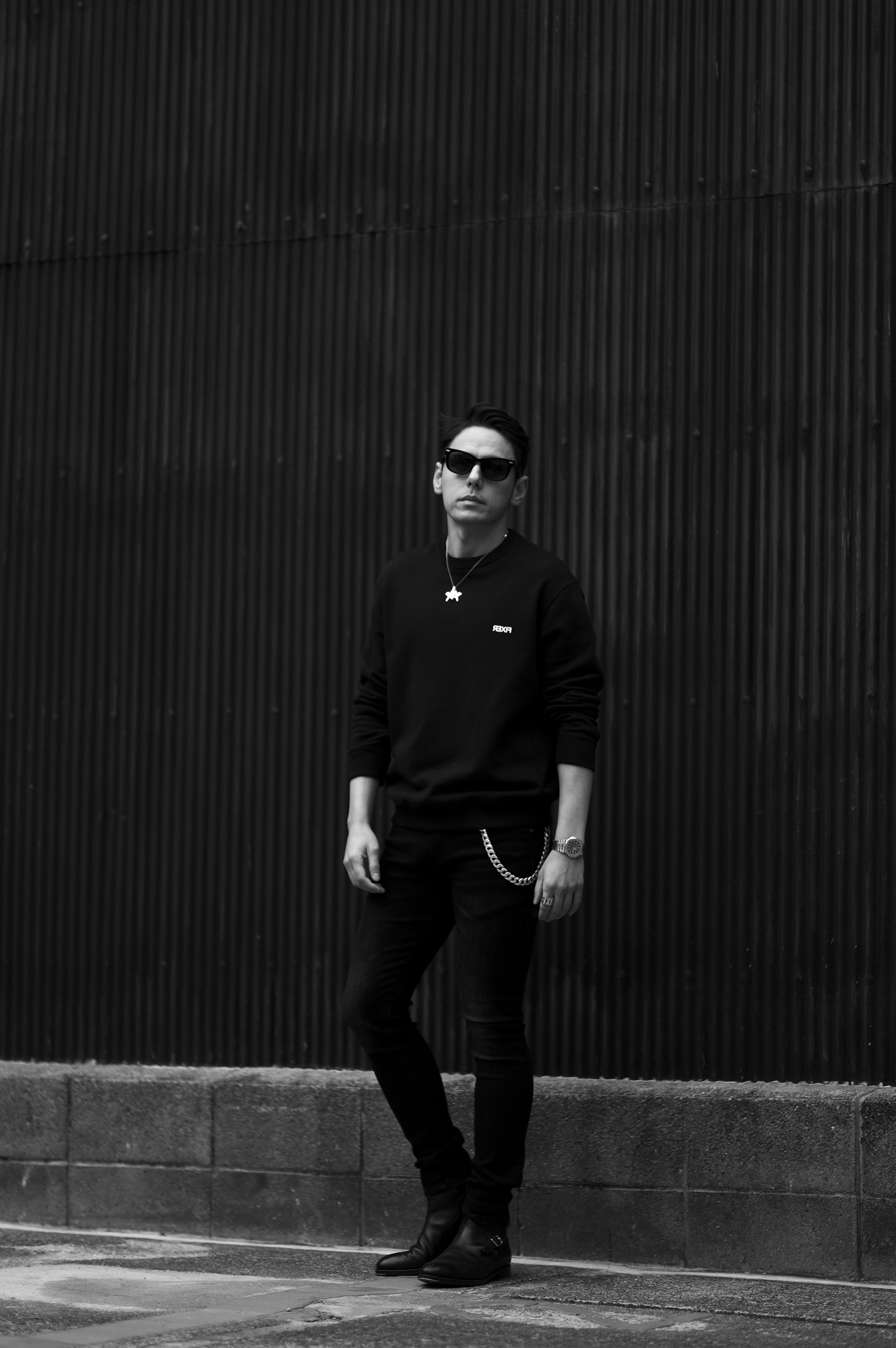 FIXER (フィクサー) FSW-01 One Point Reverse Print Sweatshirt スエットシャツ BLACK (ブラック)  フィクサー エフエスダブル03 スウェット クルーネック ブラック 愛知 名古屋 Alto e Diritto altoediritto アルトエデリット