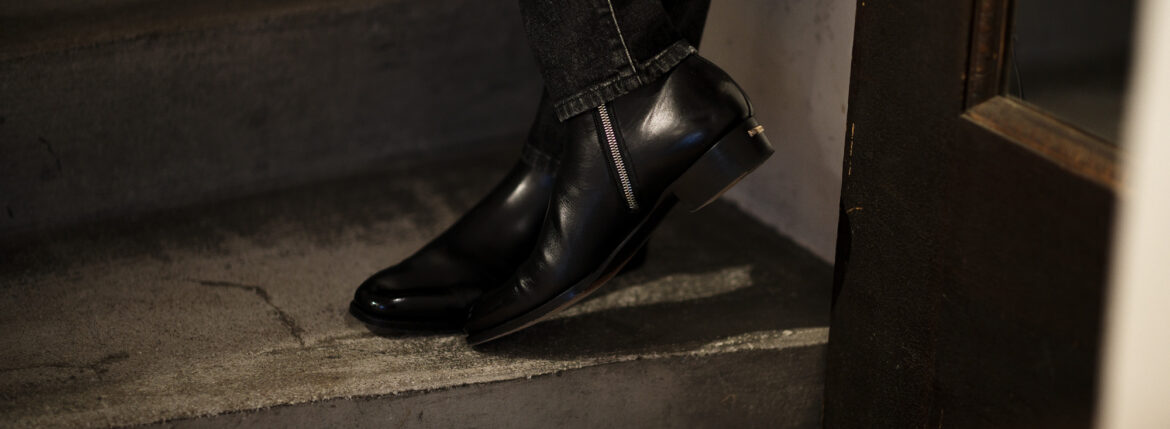 Georges de Patricia(ジョルジュ ド パトリシア) Stradale (ストラダーレ) 925 STERLING SILVER (925 スターリングシルバー) Black Calf (ブラックカーフレザー) サイドジップブーツ NOIR (ブラック) 2022 Alto e Diritto altoediritto アルトエデリット ジップブーツ レザーブーツ 愛知 名古屋