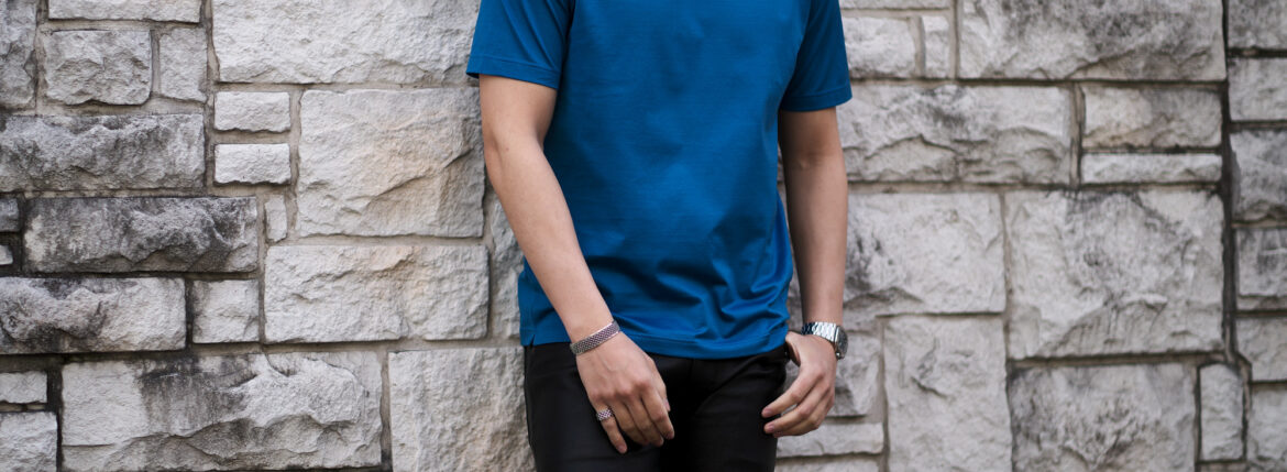 Gran Sasso (グランサッソ) Crew Neck T-shirt (クルーネック Tシャツ) Mercerised Cotton マーセライズドコットン Tシャツ BLUE (ブルー・665) made in italy (イタリア製) 2023春夏新作 【入荷しました】【フリー分発売開始】愛知 名古屋 Alto e Diritto altoediritto アルトエデリット