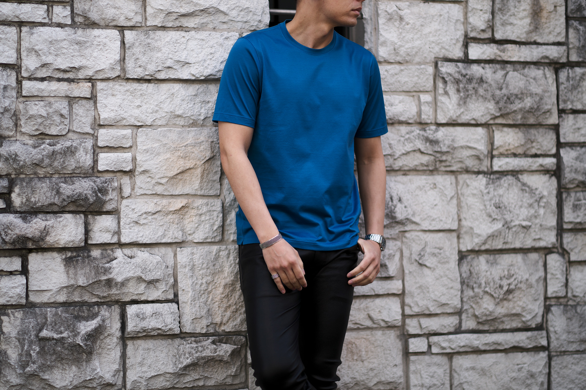 Gran Sasso (グランサッソ) Crew Neck T-shirt (クルーネック Tシャツ) Mercerised Cotton マーセライズドコットン Tシャツ BLUE (ブルー・665) made in italy (イタリア製) 2023春夏新作 【入荷しました】【フリー分発売開始】愛知 名古屋 Alto e Diritto altoediritto アルトエデリット