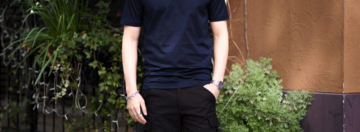 Gran Sasso (グランサッソ) Crew Neck T-shirt (クルーネック Tシャツ) Mercerised Cotton マーセライズドコットン Tシャツ NAVY (ネイビー・598) made in italy (イタリア製) 2023春夏新作 【入荷しました】【フリー分発売開始】愛知 名古屋 Alto e Diritto altoediritto アルトエデリット