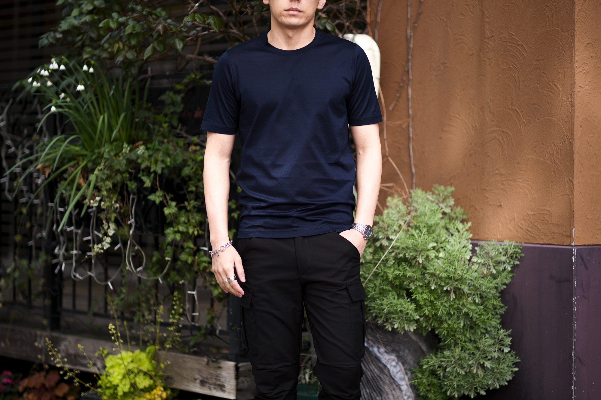 Gran Sasso (グランサッソ) Crew Neck T-shirt (クルーネック Tシャツ) Mercerised Cotton マーセライズドコットン Tシャツ NAVY (ネイビー・598) made in italy (イタリア製) 2023春夏新作 【入荷しました】【フリー分発売開始】愛知 名古屋 Alto e Diritto altoediritto アルトエデリット