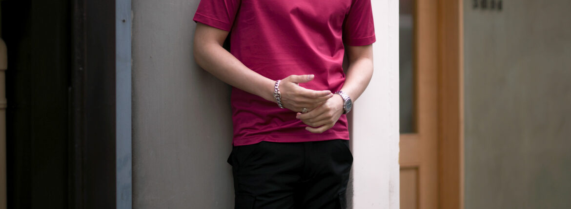 Gran Sasso (グランサッソ) Crew Neck T-shirt (クルーネック Tシャツ) Mercerised Cotton マーセライズドコットン Tシャツ PINK (ピンク・247) made in italy (イタリア製) 2023春夏新作 【入荷しました】【フリー分発売開始】愛知 名古屋 Alto e Diritto altoediritto アルトエデリット