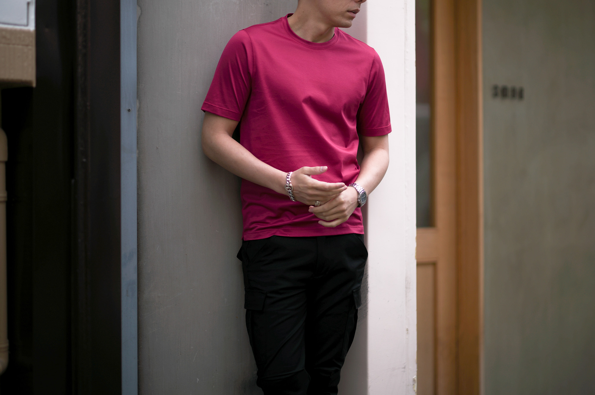 Gran Sasso (グランサッソ) Crew Neck T-shirt (クルーネック Tシャツ) Mercerised Cotton マーセライズドコットン Tシャツ PINK (ピンク・247) made in italy (イタリア製) 2023春夏新作 【入荷しました】【フリー分発売開始】愛知 名古屋 Alto e Diritto altoediritto アルトエデリット