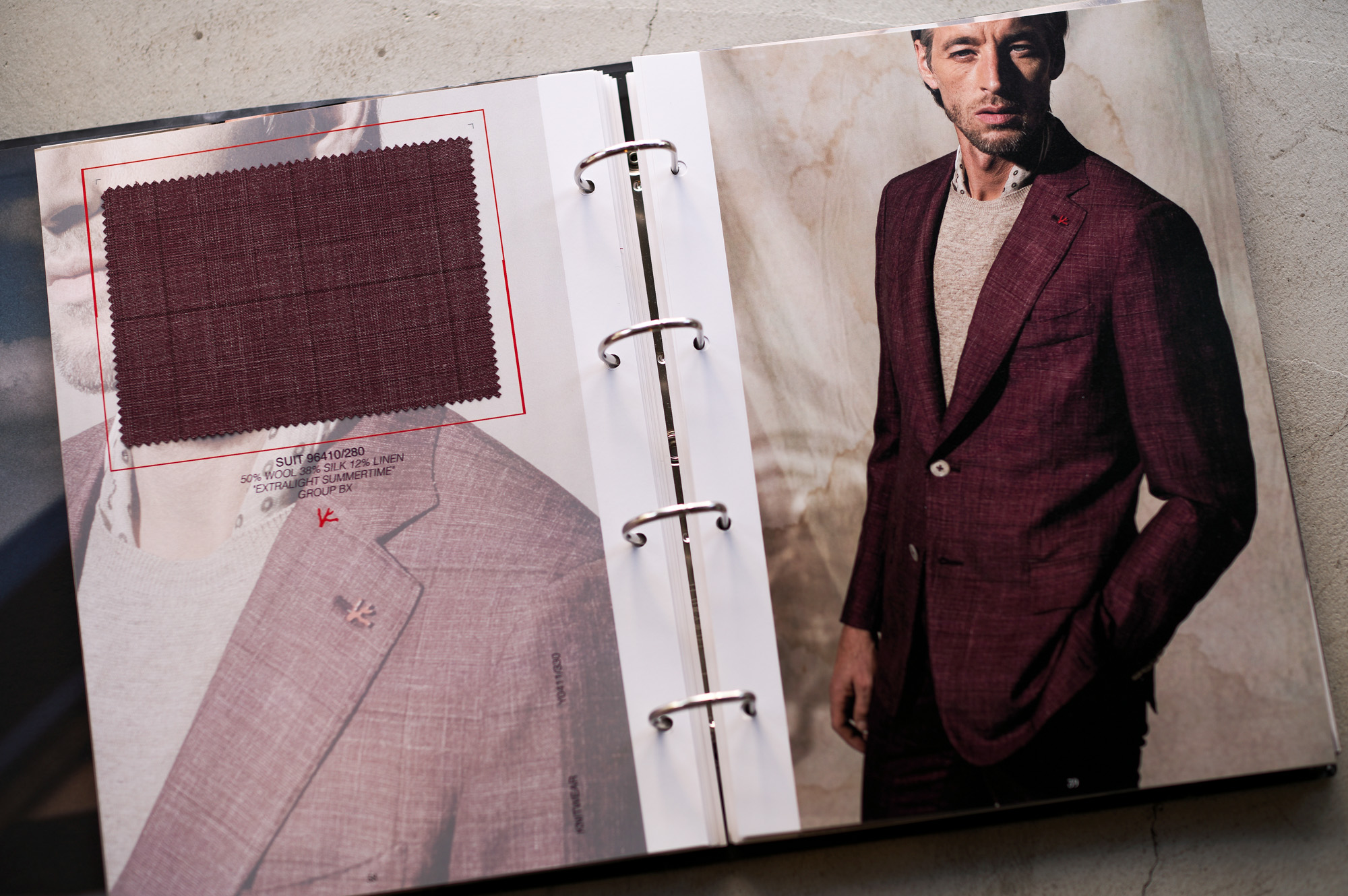 ISAIA "EXTRALIGHT SUMMERTIME" 50％WOOL,38％SILK,12％LINEN BURGUNDY 【2023SS LOOK BOOK】【MADE TO MEASURE】【2023春夏 オーダー会 2023.3.25(sat)～2023.3.26(sun)】イザイア シルク カシミヤ ウール リネン バーガンディー ベージュ ジャケット 愛知 名古屋 Alto e Diritto altoediritto アルトエデリット ジャケット チェックジャケット