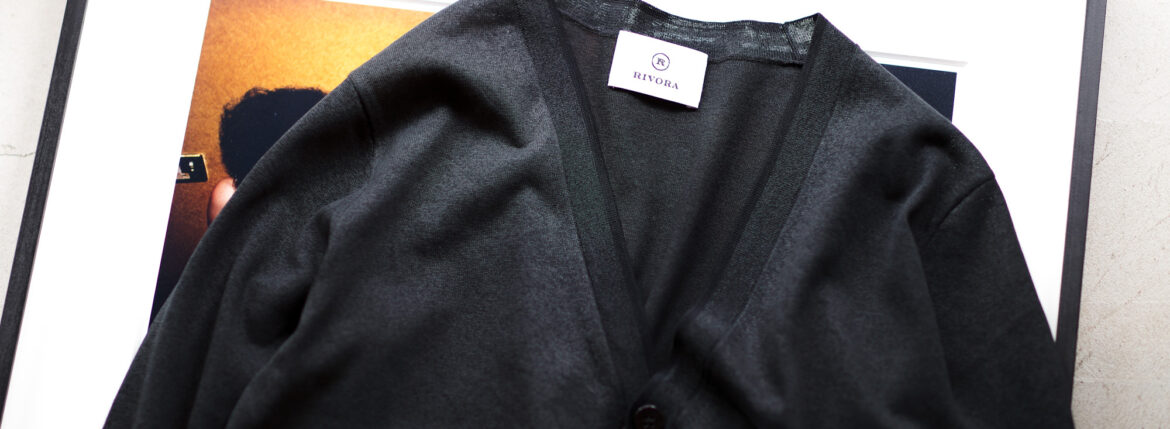 RIVORA × LEON × Alto e Diritto (リヴォラ × レオン × アルトエデリット) Cotton Paper Line Cardigan トリプルコラボ コットン ペーパー ライン カーディガン BLACK (ブラック・010) MADE IN JAPAN (日本製) 2023春夏新作 【発売開始】【Special Model】【Triple Collaboration】愛知 名古屋 Alto e Diritto altoediritto アルトエデリット