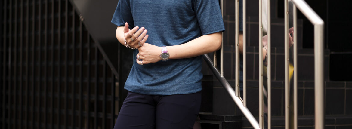 RIVORA (リヴォラ) Vintage Linen Layered T-Shirts ヴィンテージ リネン レイヤード Tシャツ INDIGO (インディゴ・051) MADE IN JAPAN (日本製) 2023 春夏新作 【入荷しました】【フリー分発売開始】愛知 名古屋 Alto e Diritto altoediritto アルトエデリット