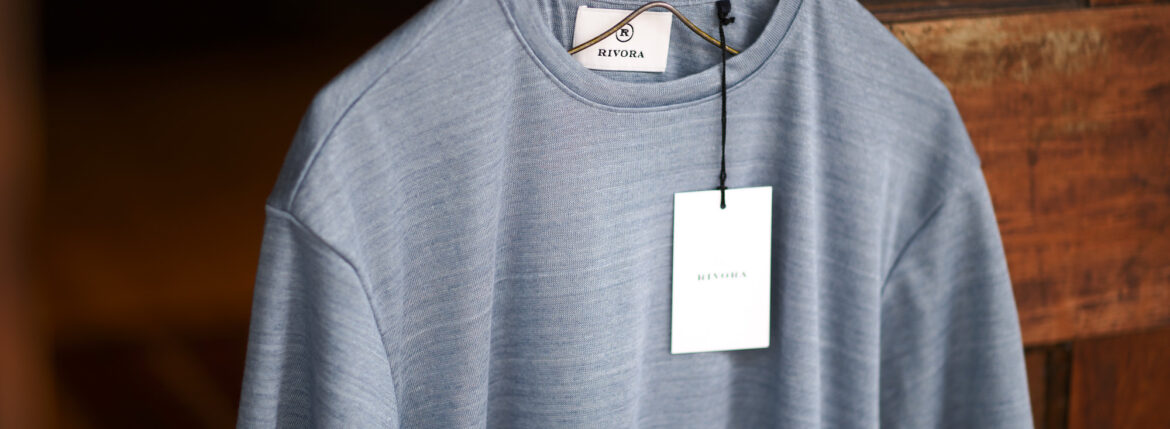 RIVORA (リヴォラ) Vintage Linen Layered T-Shirts ヴィンテージ リネン レイヤード Tシャツ L BLUE (ライトブルー・050) MADE IN JAPAN (日本製) 2023 春夏新作 【入荷しました】【フリー分発売開始】愛知 名古屋 Alto e Diritto altoediritto アルトエデリット