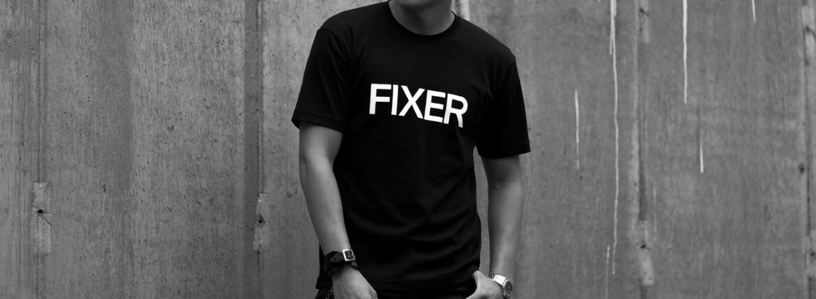 FIXER FTS-02 Print Crew Neck T-shirt BLACK 【Special Model】【東京限定】フィクサー プリントTシャツ ブラック ホワイトロゴ 愛知 名古屋 Alto e Diritto altoediritto アルトエデリット