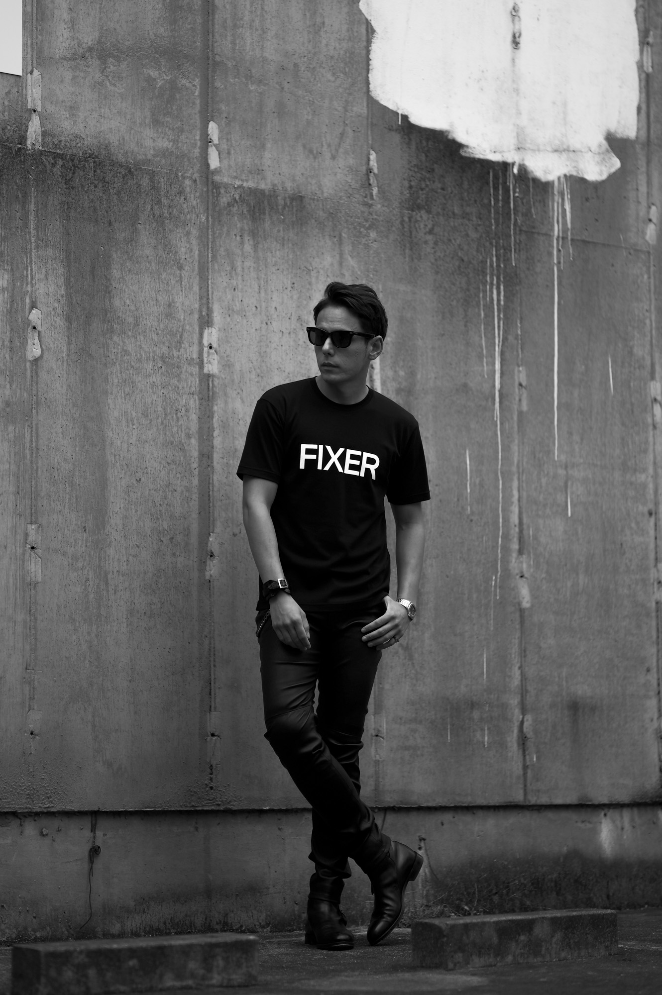 FIXER FTS-02 Print Crew Neck T-shirt BLACK 【Special Model】【東京限定】フィクサー プリントTシャツ ブラック ホワイトロゴ 愛知 名古屋 Alto e Diritto altoediritto アルトエデリット