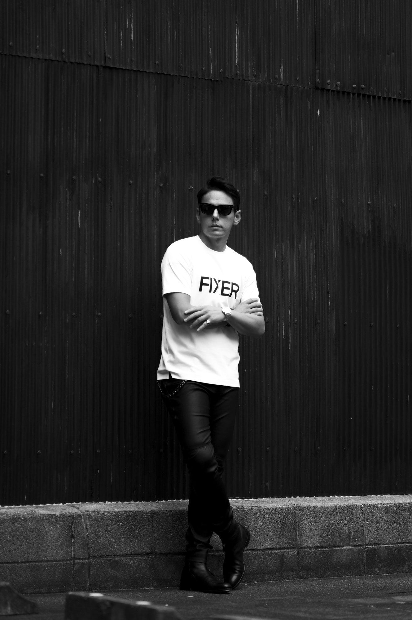 FIXER "FTS-02" Print Crew Neck T-shirt WHITE 【Special Model】【東京限定】フィクサー プリントTシャツ ホワイト ブラックロゴ 愛知 名古屋 Alto e Diritto altoediritto アルトエデリット