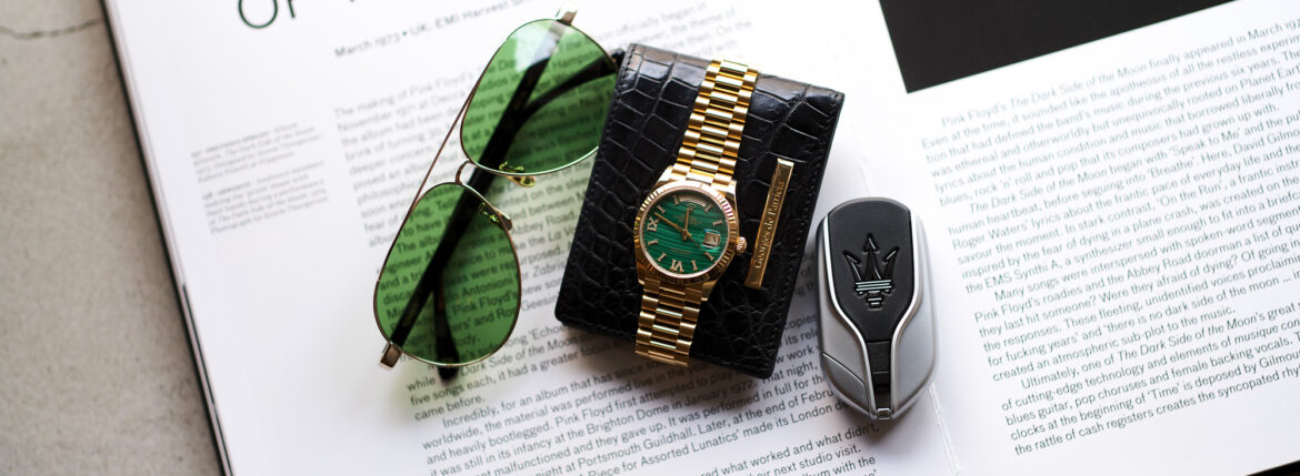 FIXER "TOMBOY" GOLD x GREEN SMOKE × Georges de Patricia "Cloud Crocodile" 18K GOLD × ROLEX DAY-DATE "128238" Malachite Dial フィクサー トムボーイ ゴールド グリーンスモーク ジョルジュドパトリシア クラウドクロコダイル 18Kゴールド ロレックス デイデイト マラカイトダイヤル 愛知 名古屋 Alto e Diritto altoediritto アルトエデリット