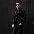 ISAMU KATAYAMA BACKLASH (イサムカタヤマ バックラッシュ) ITALY SHOULDER GARMENT DYED DOUBLE RIDERS No.AL1498-10 (イタリー ショルダー ガーメントダイ ダブルライダース) レザー ダブル ライダース ジャケット BLACK (ブラック) MADE IN JAPAN (日本製) 2023 春夏新作のイメージ