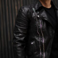 ISAMU KATAYAMA BACKLASH (イサムカタヤマ バックラッシュ) ITALY SHOULDER GARMENT DYED DOUBLE RIDERS No.AL1498-10 (イタリー ショルダー ガーメントダイ ダブルライダース) レザー ダブル ライダース ジャケット BLACK (ブラック) MADE IN JAPAN (日本製) 2023 春夏新作のイメージ