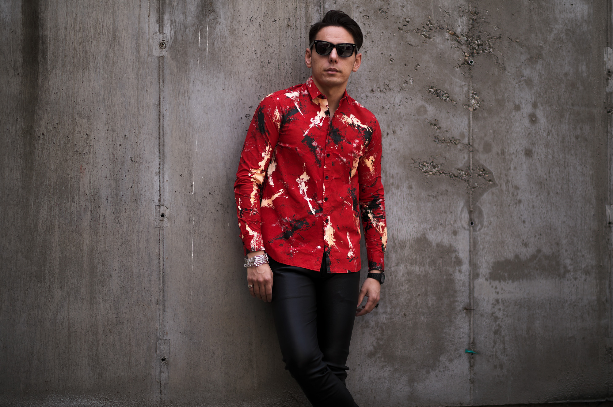 ISAMU KATAYAMA BACKLASH (イサムカタヤマ バックラッシュ) KANGAROO SUEDE HAND PRINT SHIRT No.2042-01 (カンガルー スエード ハンド ペイント シャツ) レザー シャツ RED (レッド) MADE IN JAPAN (日本製) 2023 春夏新作 【入荷しました】【フリー分発売開始】愛知 名古屋 Alto e Diritto altoediritto アルトエデリット