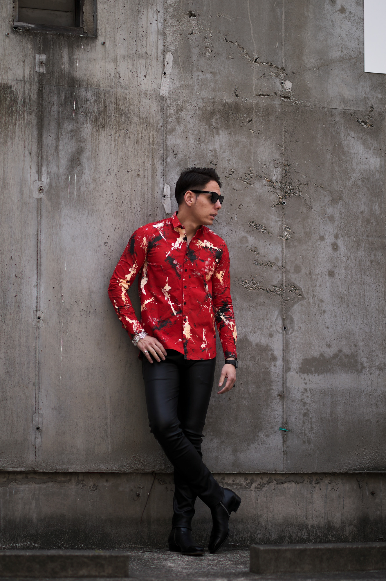 ISAMU KATAYAMA BACKLASH (イサムカタヤマ バックラッシュ) KANGAROO SUEDE HAND PRINT SHIRT No.2042-01 (カンガルー スエード ハンド ペイント シャツ) レザー シャツ RED (レッド) MADE IN JAPAN (日本製) 2023 春夏新作 【入荷しました】【フリー分発売開始】愛知 名古屋 Alto e Diritto altoediritto アルトエデリット