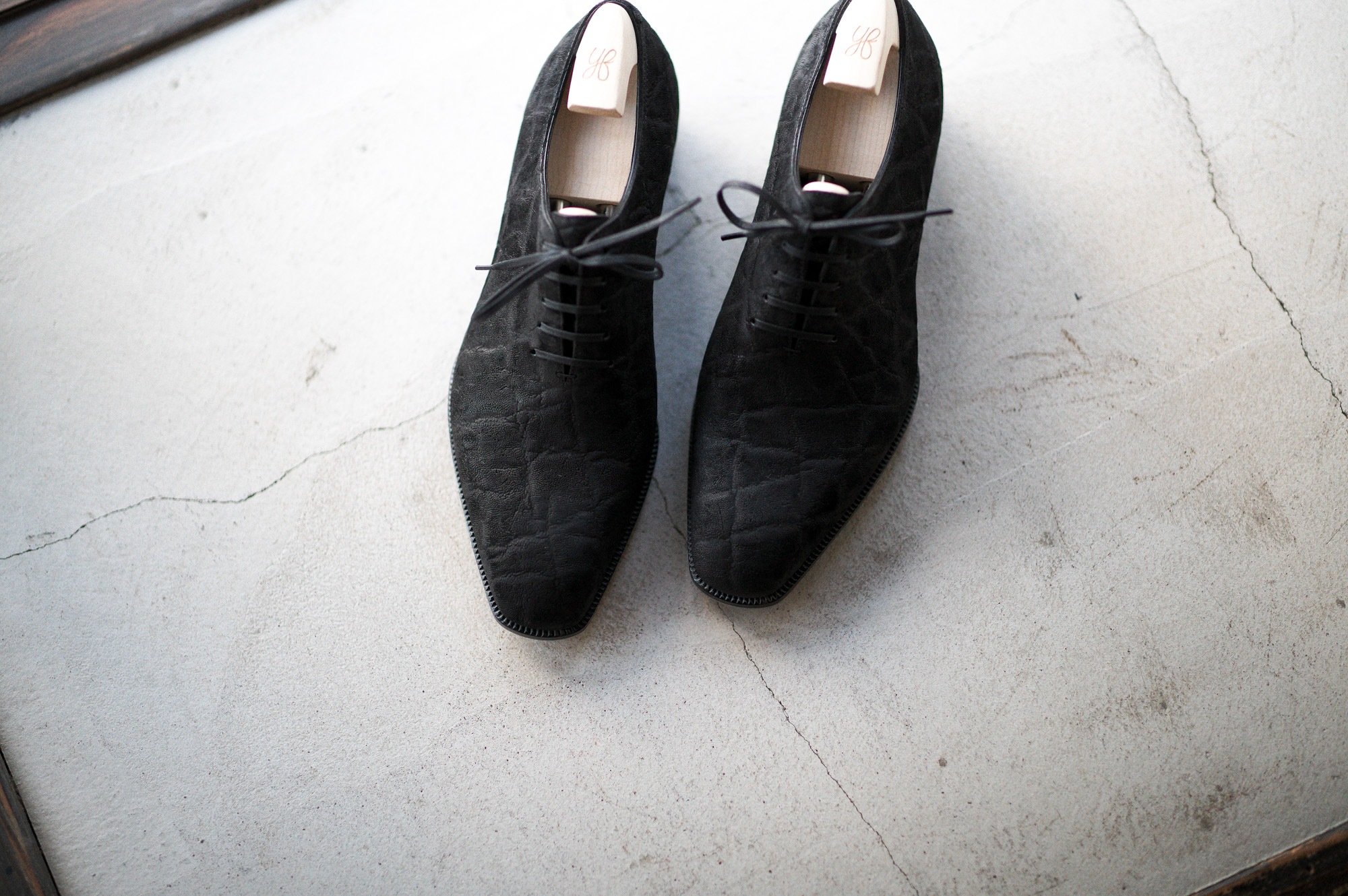 Yohei Fukuda "MTO" Whole Cut Oxford Elephant Leather Black 2023 ヨウヘイフクダ フォールカットシューズ エレファントレザー 象革 ゾウ革 ブラック 愛知 名古屋 Alto e Diritto altoediritto アルトエデリット ビスポーク エムティーオー フルオーダー