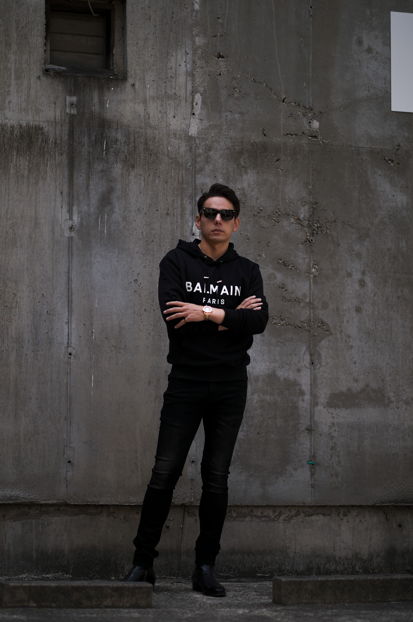 BALMAIN（バルマン）PRINTED HOODIE (プリンテッド フーディ) ロゴプリント コットン パーカー NOIR (ブラック) 2023春夏新作 愛知 名古屋 Alto e Diritto altoediritto アルトエデリット