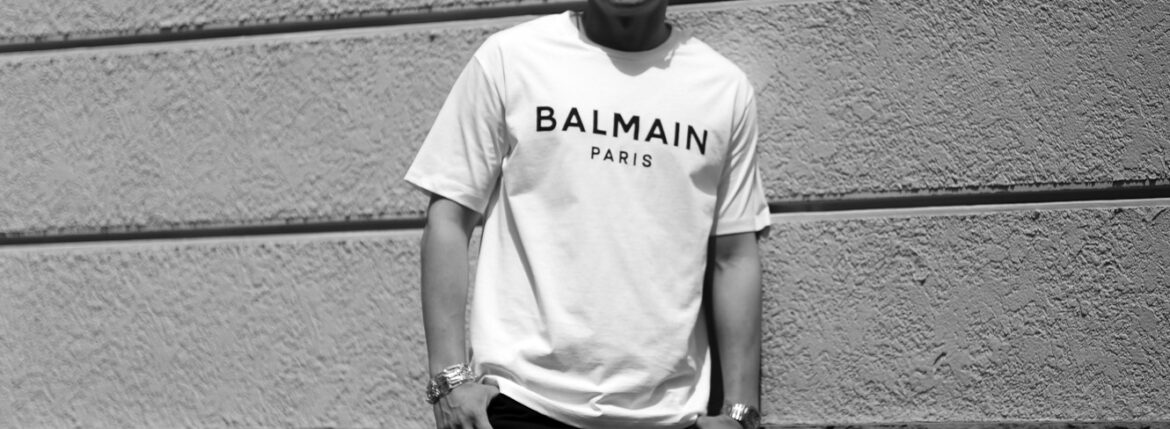 BALMAIN "PRINTED T-SHIRT" LOGO PRINT BLANC 2023SS 愛知 名古屋 Alto e Diritto altoediritto アルトエデリット バルマン プリンテッド Tシャツ ロゴプリント Tシャツ パーカー ブラック 2023春夏