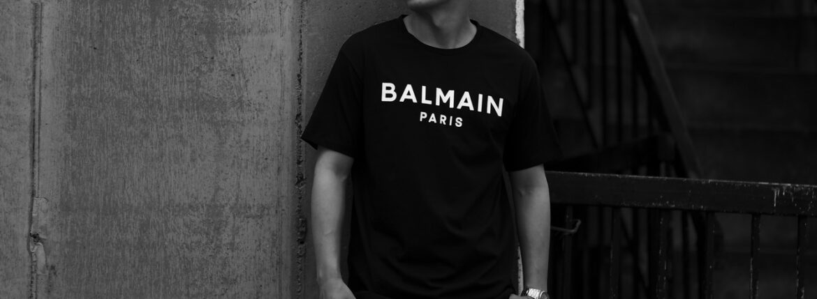 BALMAIN "PRINTED T-SHIRT" LOGO PRINT NOIR 2023SS 愛知 名古屋 Alto e Diritto altoediritto アルトエデリット バルマン プリンテッド Tシャツ ロゴプリント Tシャツ パーカー ブラック 2023春夏