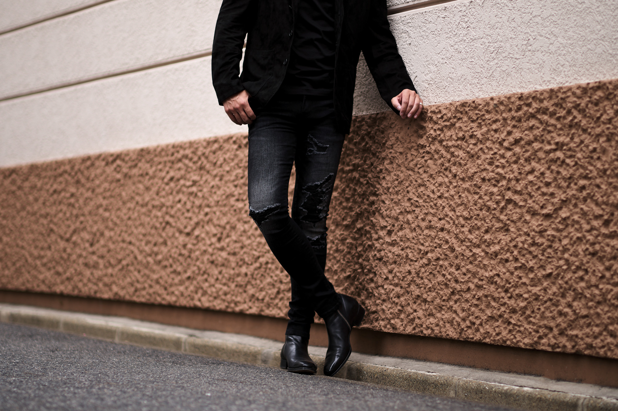 cuervo bopoha (クエルボ ヴァローナ) Sartoria Collection (サルトリア コレクション) Bal (バル) 9oz BLACK COMFORT DENIM ダメージウォッシュ タイトフィット ストレッチ クラッシュデニム パンツ BLACK (ブラック・68)　MADE IN JAPAN (日本製) 2023春夏新作 【ご予約開始】愛知 名古屋 Alto e Diritto altoediritto アルトエデリット