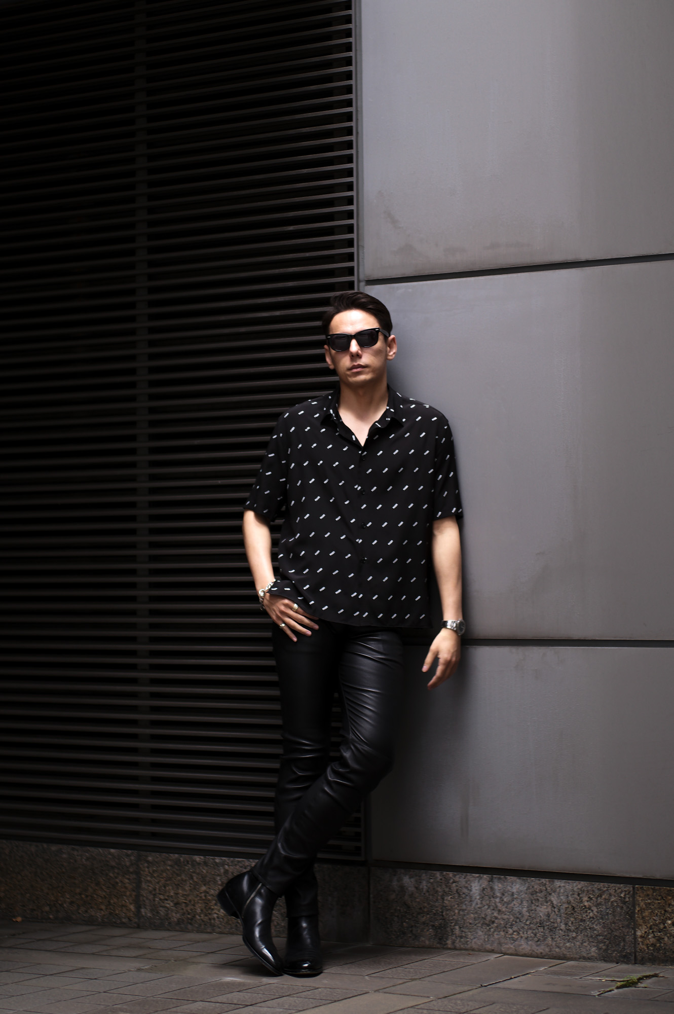 FIXER (フィクサー) FST-02 Silk Shirts ロゴプリント シルク シャツ BLACK (ブラック) 【ご予約開始】【2023.5.29(Mon)～2023.6.11(Sun)】 愛知 名古屋 Alto e Diritto altoediritto アルトエデリット 半袖シャツ シルクシャツ 柄シャツ