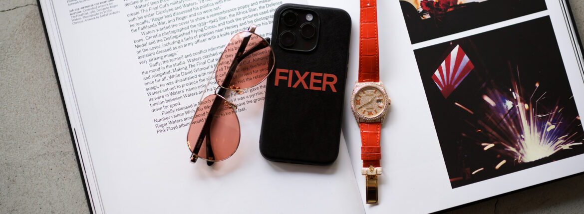 FIXER “TOMBOY” GOLD x ORANGE × FIXER “iPhone 14Pro Case” BLACK × ORANGE × ROLEX DAY-DATE “128158RBR” CROCO CORAのイメージ