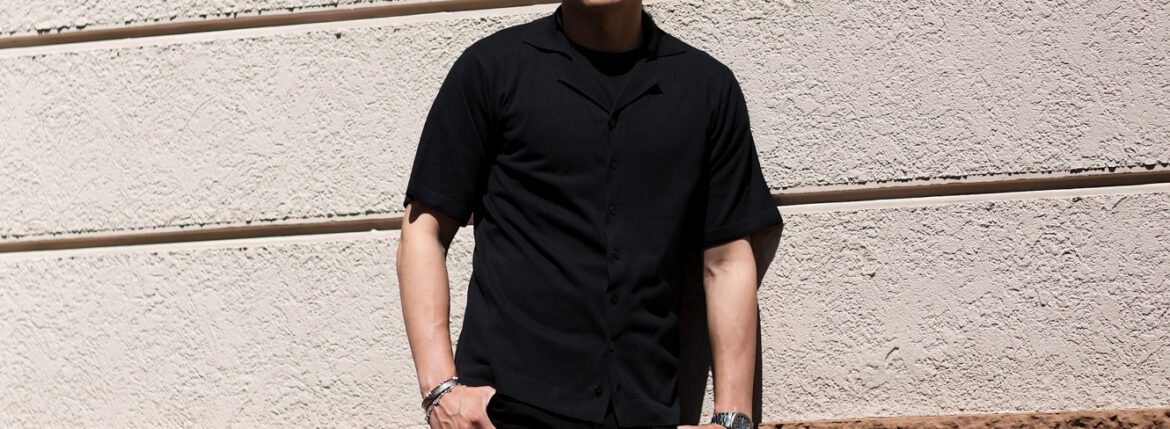 RIVORA (リヴォラ) Cotton Paper Shirts Cardigan コットン ペーパー シャツ BLACK (ブラック・010) MADE IN JAPAN (日本製) 2023春夏新作 愛知 名古屋 Alto e Diritto altoediritto アルトエデリット 半袖シャツ