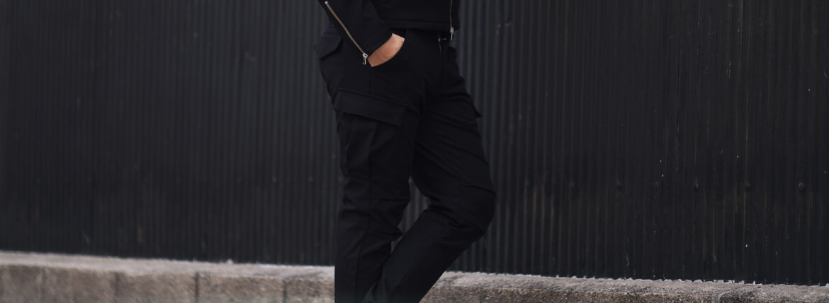 Volturno (ヴォルトゥルノ) Brushed Back Slim Fit Easy Cargo Rib Pants ブラッシュバック スリムフィット イージー カーゴ リブ パンツ BLACK (ブラック) 2023秋冬 【ご予約受付中】愛知 名古屋 Alto e Diritto altoediritto アルトエデリット カーゴパンツ