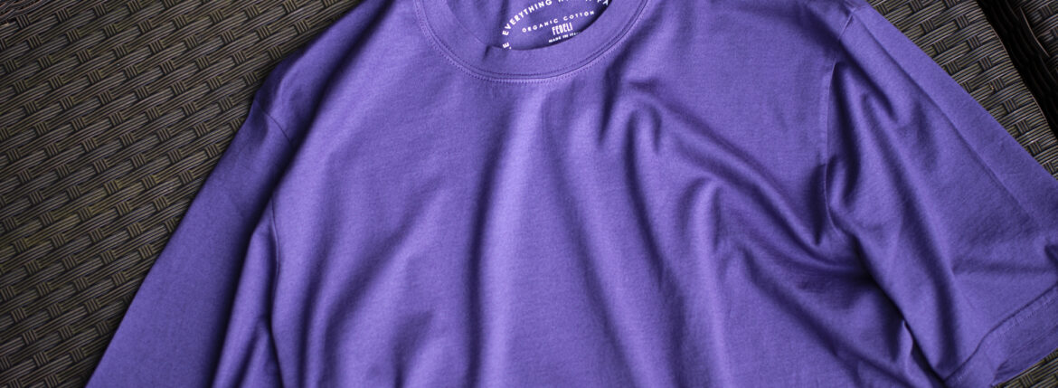 FEDELI Crew Neck T-shirt GIZA COTTON "PURPLE・186" , "BLUE・155" , "GRAY・84" , "BLACK・31" , "WHITE・41" made in italy 2024 春夏 【ご予約開始】 フェデリ クルーネック Tシャツ パープル ブルー グレー ブラック ホワイト Tシャツ