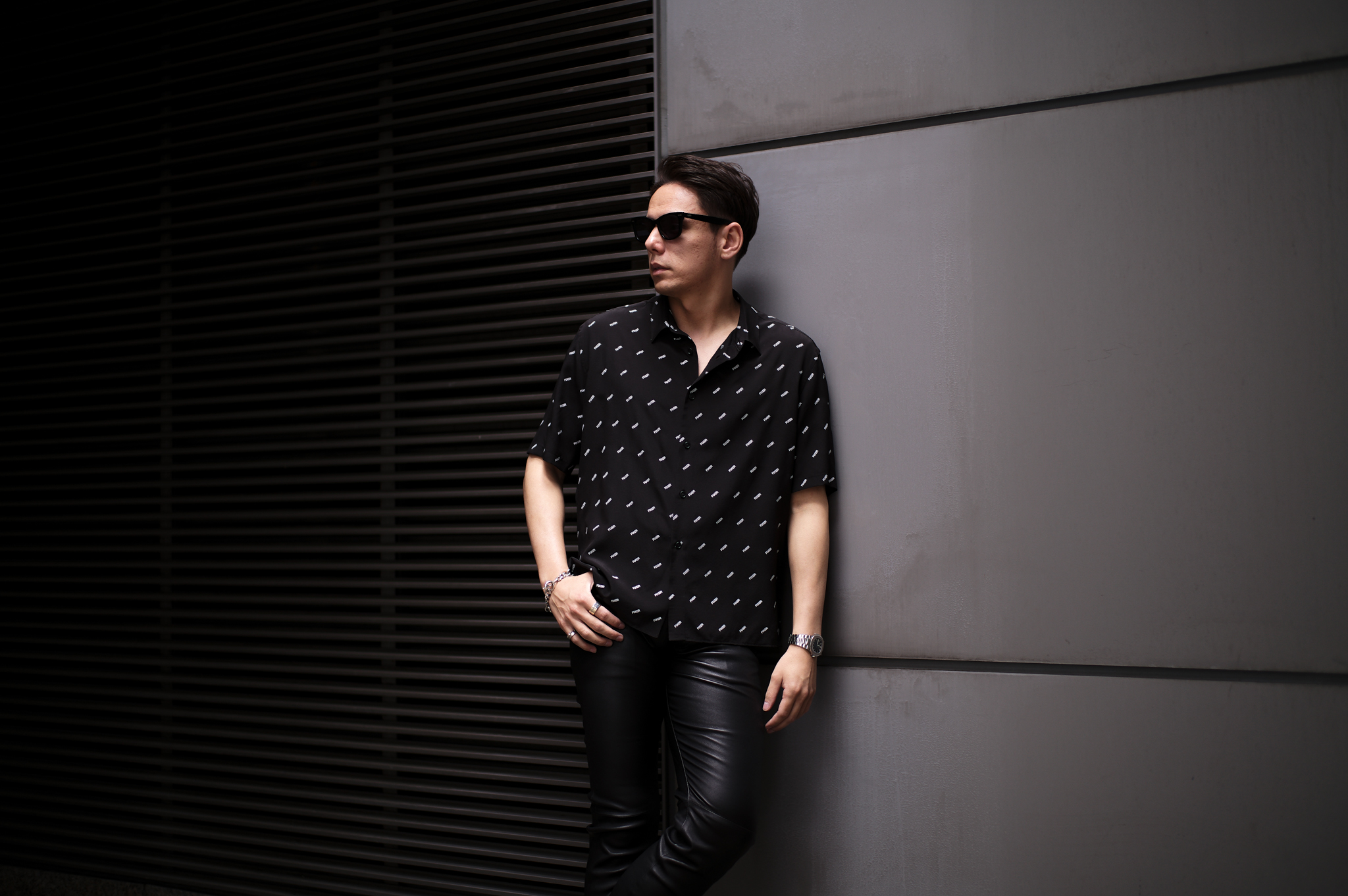 FIXER (フィクサー) FST-02 Silk Shirts ロゴプリント シルク シャツ BLACK (ブラック) 【ご予約開始】【2023.5.29(Mon)～2023.6.11(Sun)】 愛知 名古屋 Alto e Diritto altoediritto アルトエデリット 半袖シャツ シルクシャツ 柄シャツ