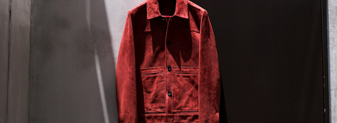 ISAIA(イザイア) PLW61 LAMB SUEDE BLOUSON ラムスエード ブルゾン RED (レッド・270) 2024春夏【ご予約開始】愛知 名古屋 Alto e Diritto altoediritto アルトエデリット ジャンパー