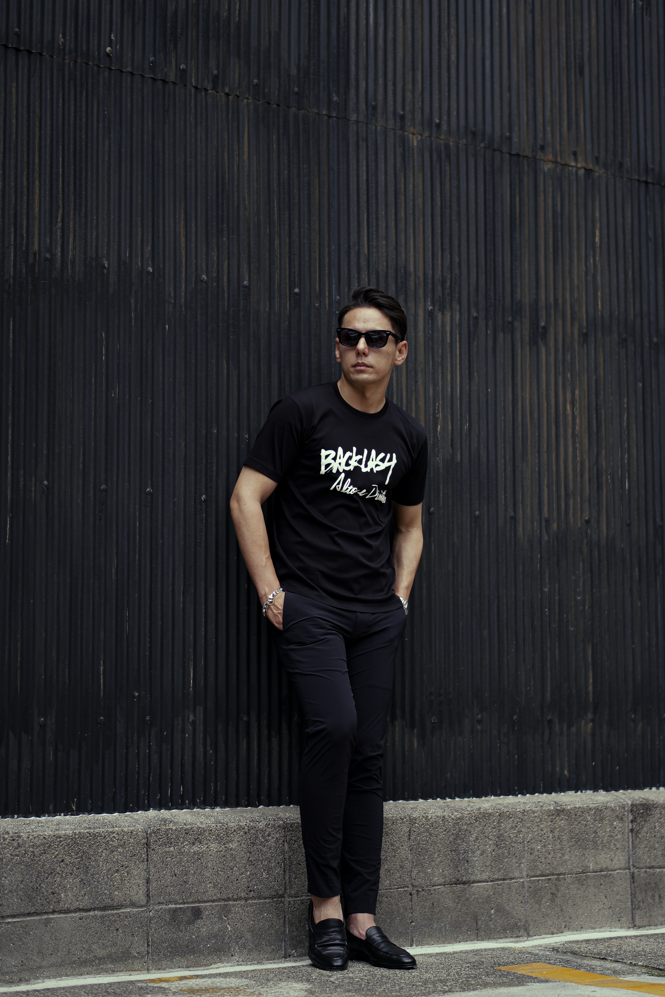 ISAMU KATAYAMA BACKLASH × Alto e Diritto (イサムカタヤマ バックラッシュ × アルト エ デリット) Crew Neck T-shirt ロゴプリントTシャツ BLACK (ブラック) MADE IN JAPAN (日本製) 2023 alto e diritto altoediritto アルトエデリット 愛知 名古屋