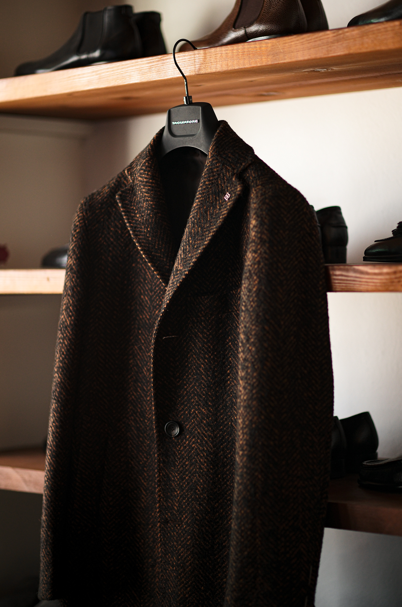 TAGLIATORE (タリアトーレ) CSBL13X Herringbone Chester coat ヘリンボーン シングルチェスター コート BROWN (ブラウン) Made in italy (イタリア製) 2023秋冬 【ご予約受付中】愛知 名古屋 Alto e Diritto altoediritto アルトエデリット チェスターコート