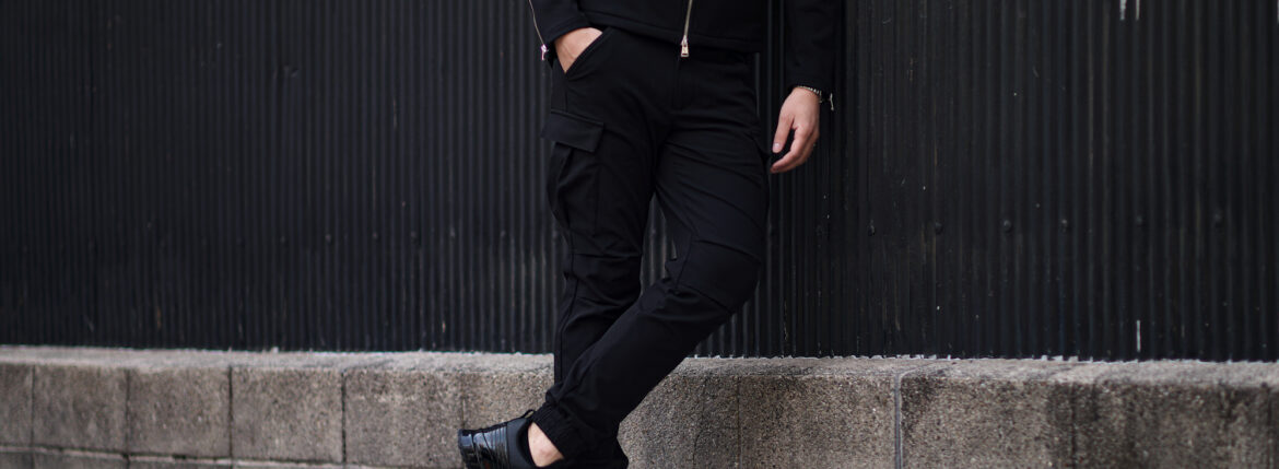 Volturno (ヴォルトゥルノ) Brushed Back Slim Fit Easy Cargo Rib Pants ブラッシュバック スリムフィット イージー カーゴ リブ パンツ BLACK (ブラック) 2023秋冬 【ご予約受付中】愛知 名古屋 Alto e Diritto altoediritto アルトエデリット カーゴパンツ