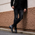 cuervo bopoha (クエルボ ヴァローナ) Sartoria Collection (サルトリア コレクション) Bal (バル) 9oz BLACK COMFORT DENIM ダメージウォッシュ タイトフィット ストレッチ クラッシュデニム パンツ BLACK (ブラック・68)　MADE IN JAPAN (日本製) 2023春夏新作のイメージ